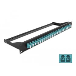 DeLOCK Panneau de distribution 19″ en fibre, 24 ports LC Duplex, aqua