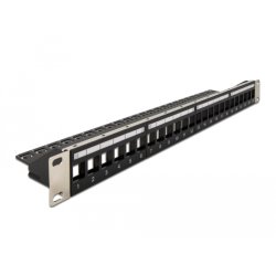 DeLOCK Panneau de distribution 19″ Keystone, 24 ports, réducteur de tension, noir