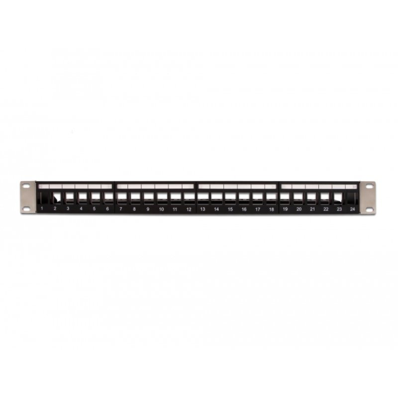 DeLOCK 19″ Keystone Patch Panel 24 port with strain relief black