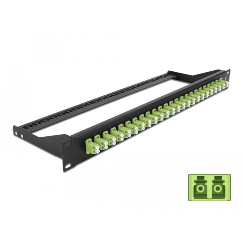 DeLOCK Panneau de distribution 19″ en fibre, 24 ports LC Duplex, vert citron