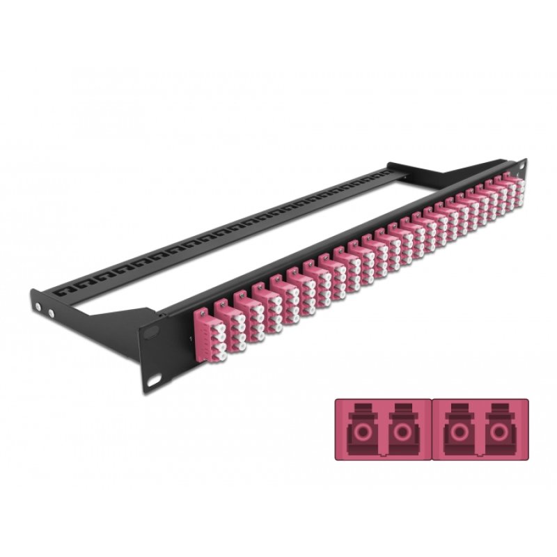DeLOCK Panneau de distribution 19″ en fibre, 24 ports LC Quad, violet