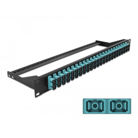 DeLOCK Panneau de distribution 19″ en fibre, 24 ports SC Duplex, aqua