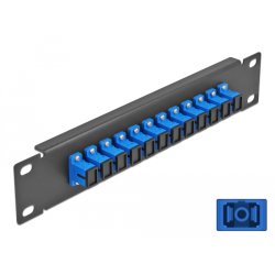 DeLOCK Panneau 10″ de distribution de fibre optique, 12 ports SC Simplex bleus, 1 unité, noir