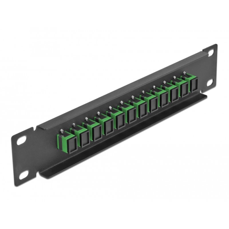 DeLOCK Panneau 10″ de distribution de fibre optique, 12 ports SC Simplex vert, 1 unité, noir