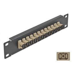 DeLOCK Panneau 10″ de distribution de fibre optique, 12 ports SC Simplex beige, 1 unité, noir