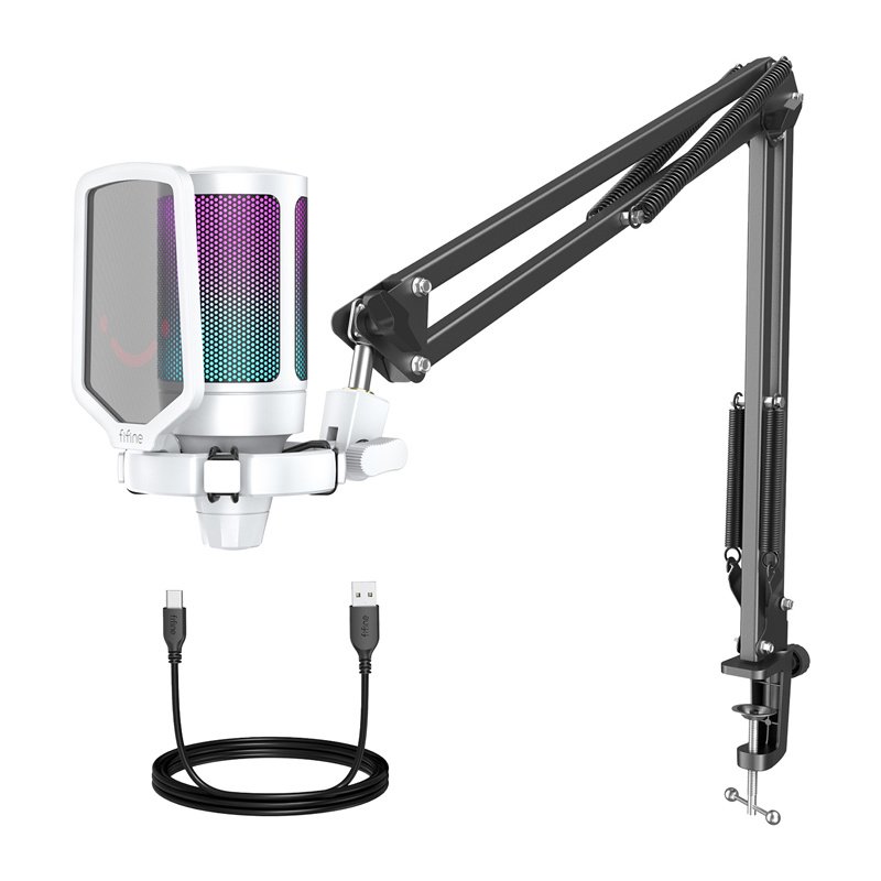 Fifine A6TW tripod gaming microphone (white)