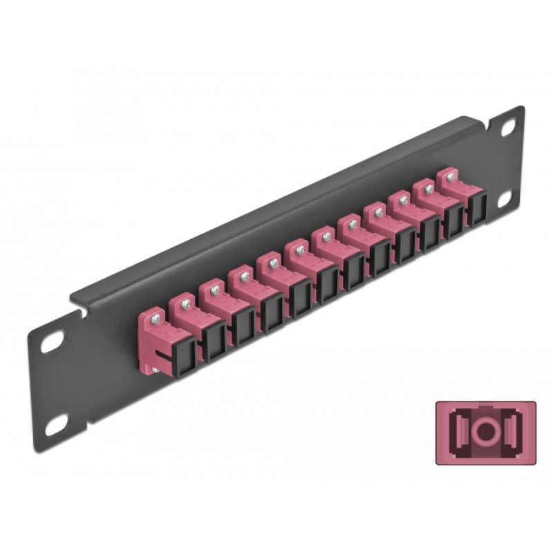 Delock 10? LWL Patchpanel 12 Port SC Simplex violett 1 HE schwarz