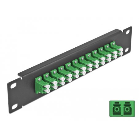 DeLOCK 10″ Fiber Optic Patch Panel 12 Port LC Duplex green 1U black