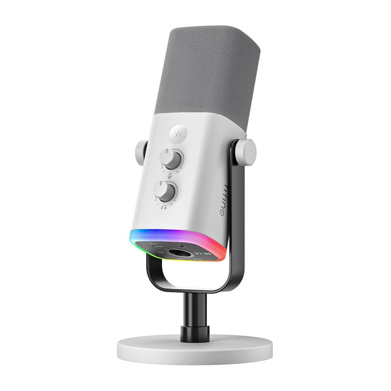 Fifine AM8W dynamic microphone with stand (white)