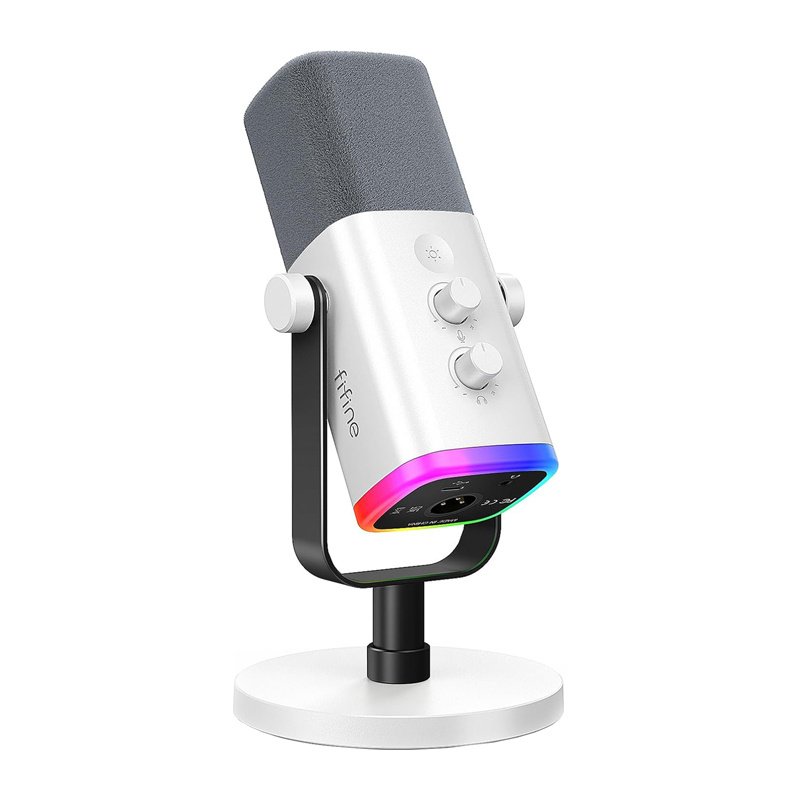 Fifine AM8W dynamic microphone with stand (white)