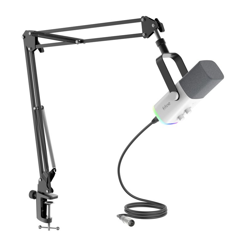 Fifine AM8TW gaming microphone with boom arm (white)
