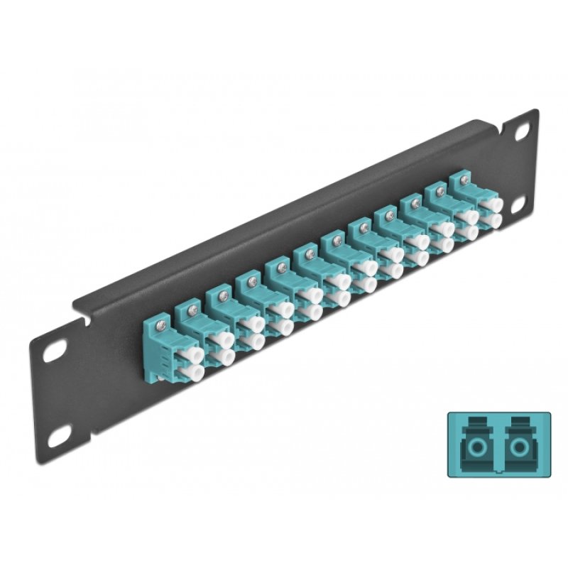 Delock 10? LWL Patchpanel 12 Port LC Duplex aqua 1 HE schwarz