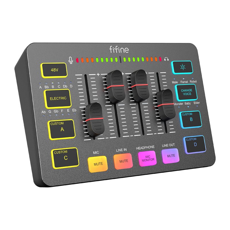 Fifine SC3 audio mixer (black)
