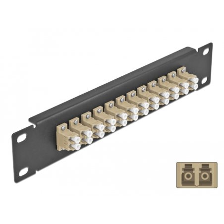 Delock 10? LWL Patchpanel 12 Port LC Duplex beige 1 HE schwarz