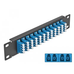 DeLOCK Panneau 10″ de distribution de fibre optique, 12 ports LC Quad bleus, 1 unité, noir
