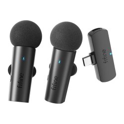 Fifine M8 wireless tie microphone set, 2pcs (black)