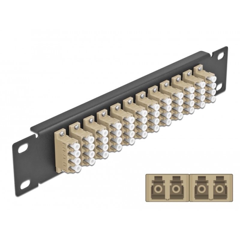 Delock 10? LWL Patchpanel 12 Port LC Quad beige 1 HE schwarz