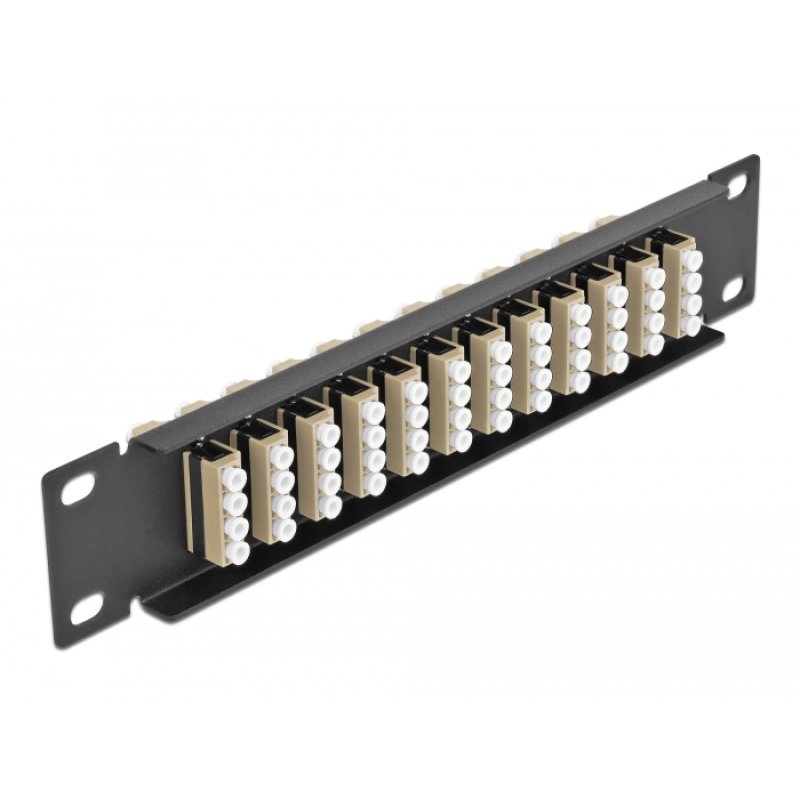 DeLOCK 10″ Fiber Optic Patch Panel 12 Port LC Quad beige 1U black