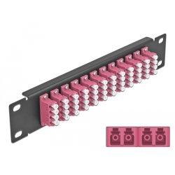 DeLOCK 10″ Fiber Optic Patch Panel 12 Port LC Quad violet 1U black
