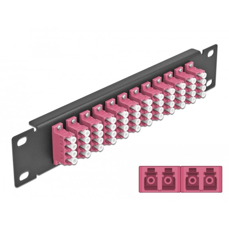 Delock 10? LWL Patchpanel 12 Port LC Quad violett 1 HE schwarz