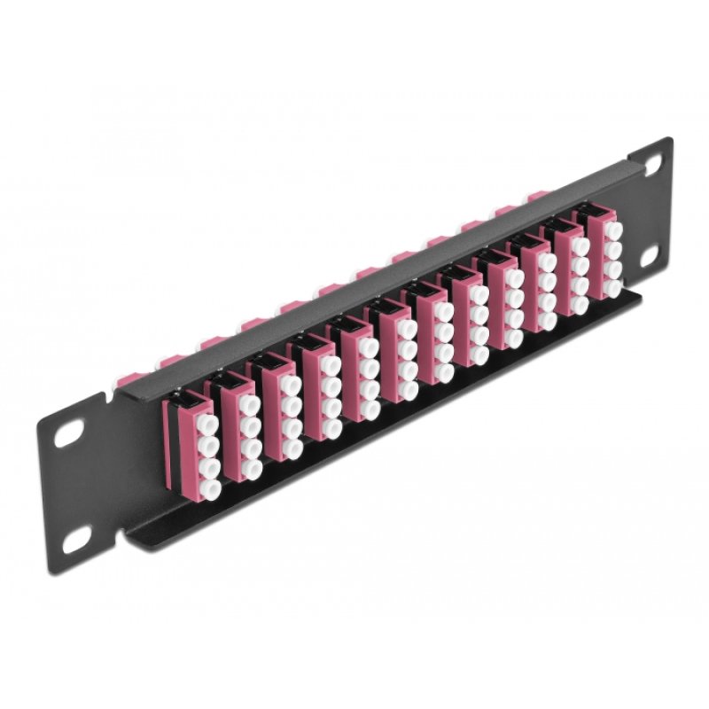 DeLOCK Panneau 10″ de distribution de fibre optique, 12 ports LC Quad violet, 1 unité, noir