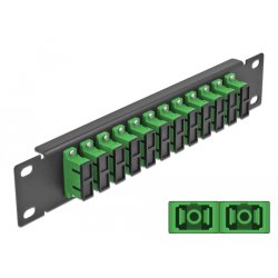 DeLOCK 10″ Fiber Optic Patch Panel 12 Port SC Duplex green 1U black
