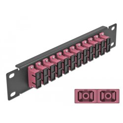 DeLOCK Panneau 10″ de distribution de fibre optique, 12 ports SC Duplex violet, 1 unité, noir