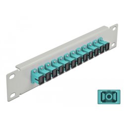 DeLOCK Panneau 10″ de distribution de fibre optique, 12 ports SC Simplex aqua, 1 unité, gris