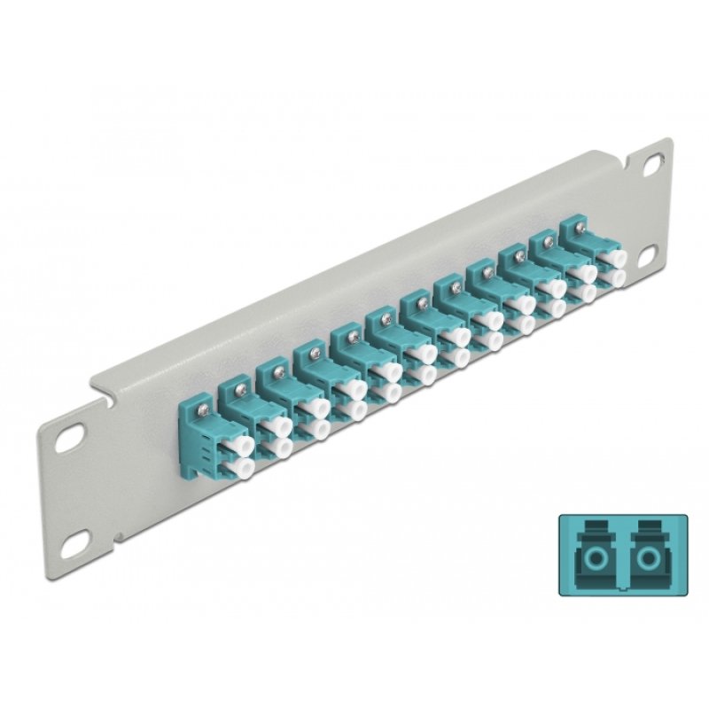 Delock 10? LWL Patchpanel 12 Port LC Duplex aqua 1 HE grau