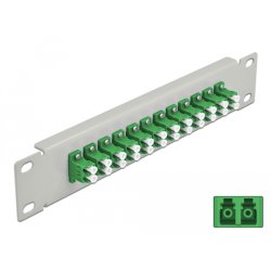 DeLOCK Panneau 10″ de distribution de fibre optique, 12 ports LC Duplex vert, 1 unité, gris
