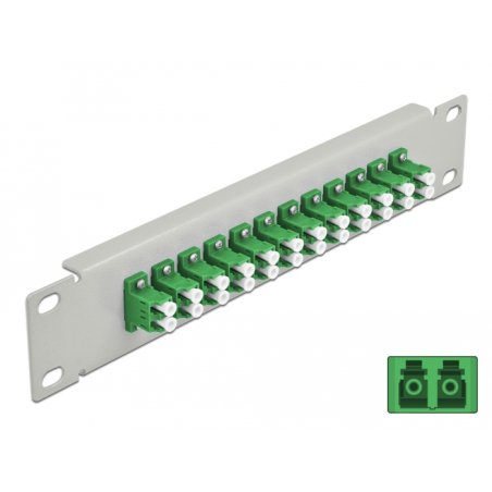 DeLOCK 10″ Fiber Optic Patch Panel 12 Port LC Duplex green 1U grey