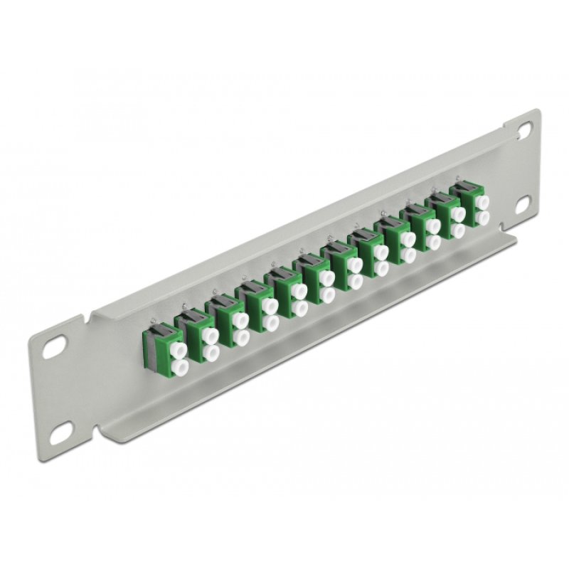 DeLOCK Panneau 10″ de distribution de fibre optique, 12 ports LC Duplex vert, 1 unité, gris