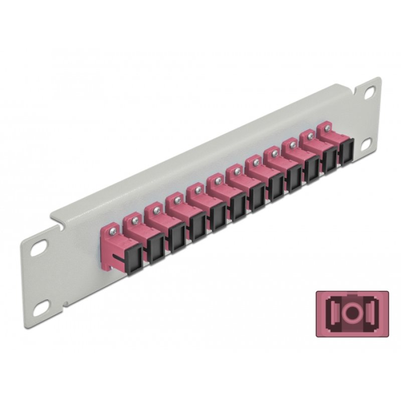 DeLOCK 10″ Fiber Optic Patch Panel 12 Port SC Simplex violet 1U grey