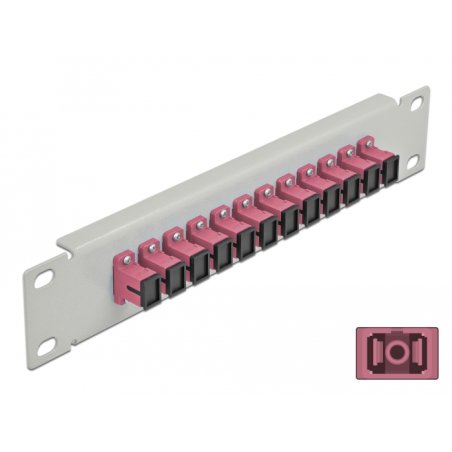 DeLOCK 10″ Fiber Optic Patch Panel 12 Port SC Simplex violet 1U grey