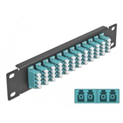 DeLOCK Panneau 10″ de distribution de fibre optique, 12 ports LC Quad aqua, 1 unité, noir