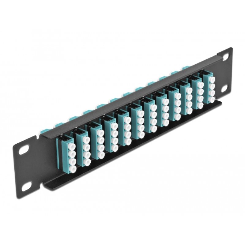 Delock 10? LWL Patchpanel 12 Port LC Quad aqua 1 HE schwarz