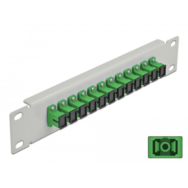 Delock 10? LWL Patchpanel 12 Port SC Simplex grün 1 HE grau