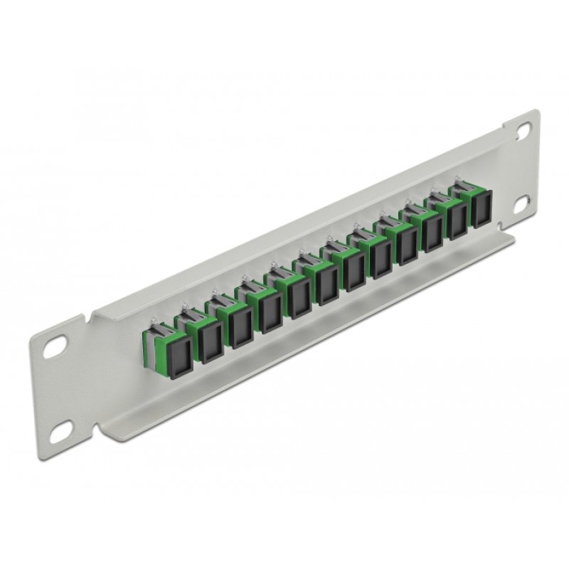 DeLOCK Panneau 10″ de distribution de fibre optique, 12 ports SC Simplex vert, 1 unité, gris
