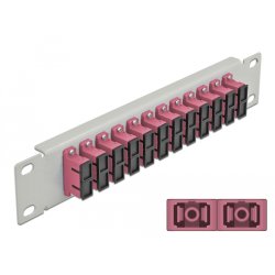 DeLOCK Panneau 10″ de distribution de fibre optique, 12 ports SC Duplex violet, 1 unité, gris