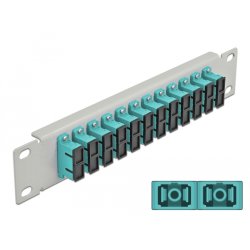 DeLOCK Panneau 10″ de distribution de fibre optique, 12 ports SC Duplex aqua, 1 unité, gris