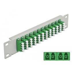 DeLOCK Panneau 10″ de distribution de fibre optique, 12 ports LC Quad vert, 1 unité, gris