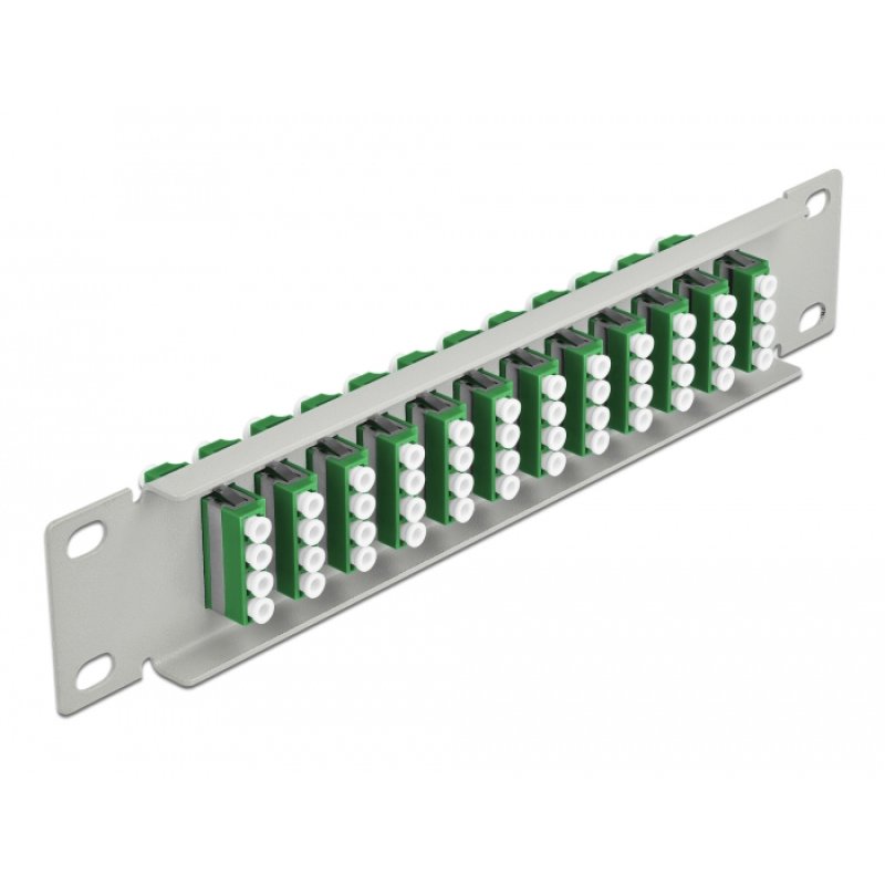 Delock 10? LWL Patchpanel 12 Port LC Quad grün 1 HE grau
