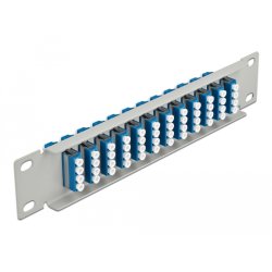 DeLOCK Panneau 10″ de distribution de fibre optique, 12 ports LC Quad bleus, 1 unité, gris