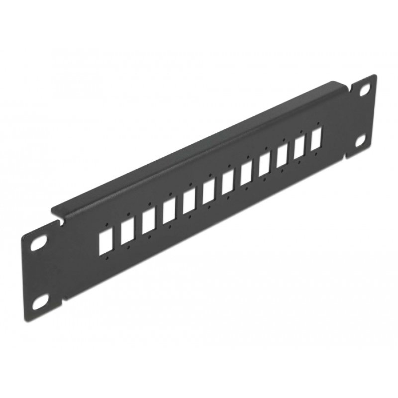 DeLOCK Panneau 10″ de distribution de fibre optique 12 ports pour SC Simplex / LC Duplex, 1 unité, noir
