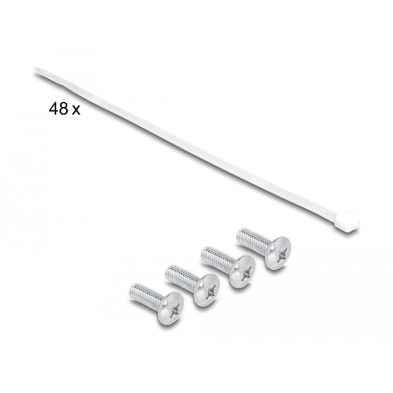 DeLOCK Panneau de distribution Keystone 19″, 48 ports avec serre-câbles, 2 unités, noir