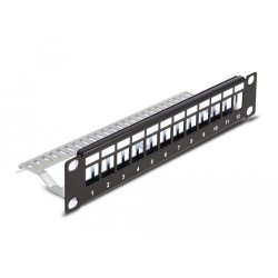 DeLOCK Panneau de distribution Keystone 10″, 24 ports avec serre-câbles, 1 unité, noir