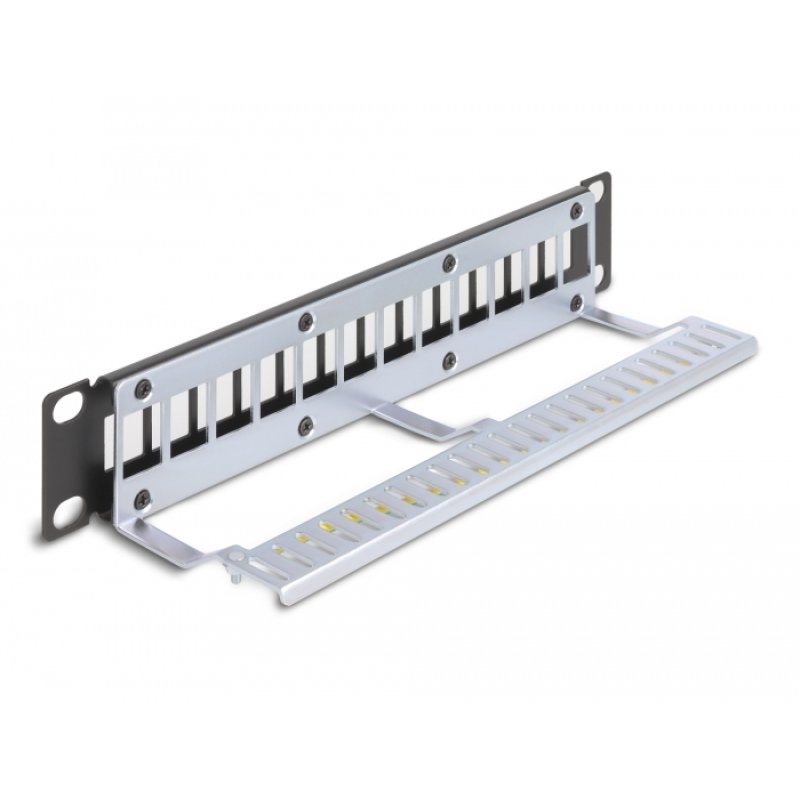 Delock 10? Keystone Patchpanel 12 Port mit Entlastungsschiene 1 HE schwarz