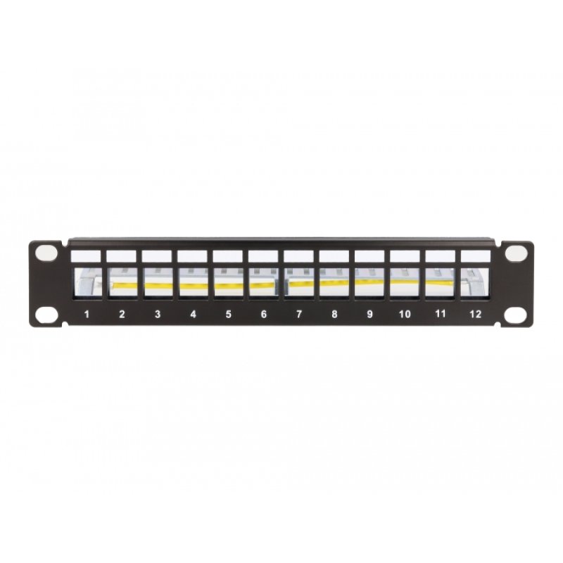 Delock 10? Keystone Patchpanel 12 Port mit Entlastungsschiene 1 HE schwarz