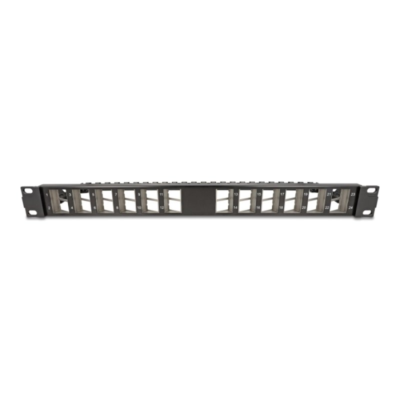 Delock 19? Keystone Patchpanel 24 Port gewinkelt mit Entlastungsschiene schwarz
