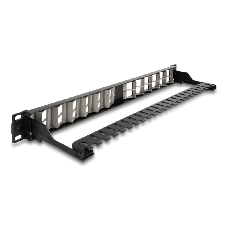 DeLOCK 19″ Keystone Patch Panel 24 port angled with strain relief black